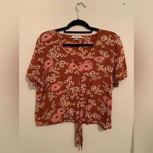 Madewell Women’s crop tie blouse size L